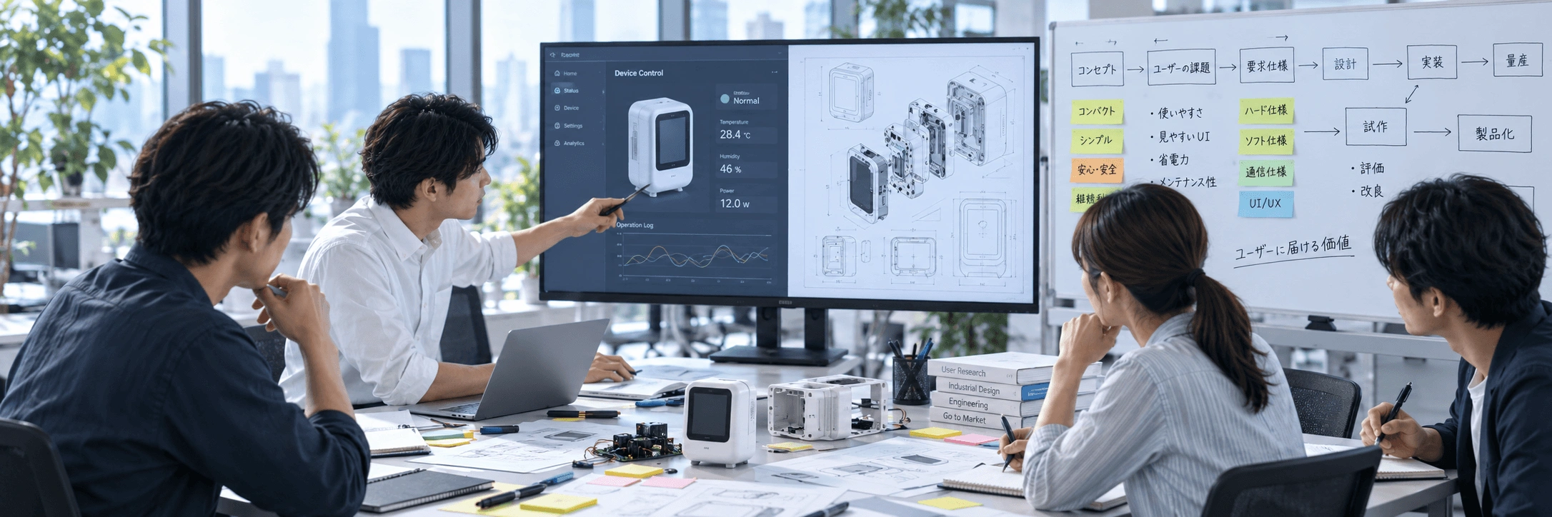 構想や要件をUI・設計図・試作物を用いて具体的な仕様へ落とし込む場面