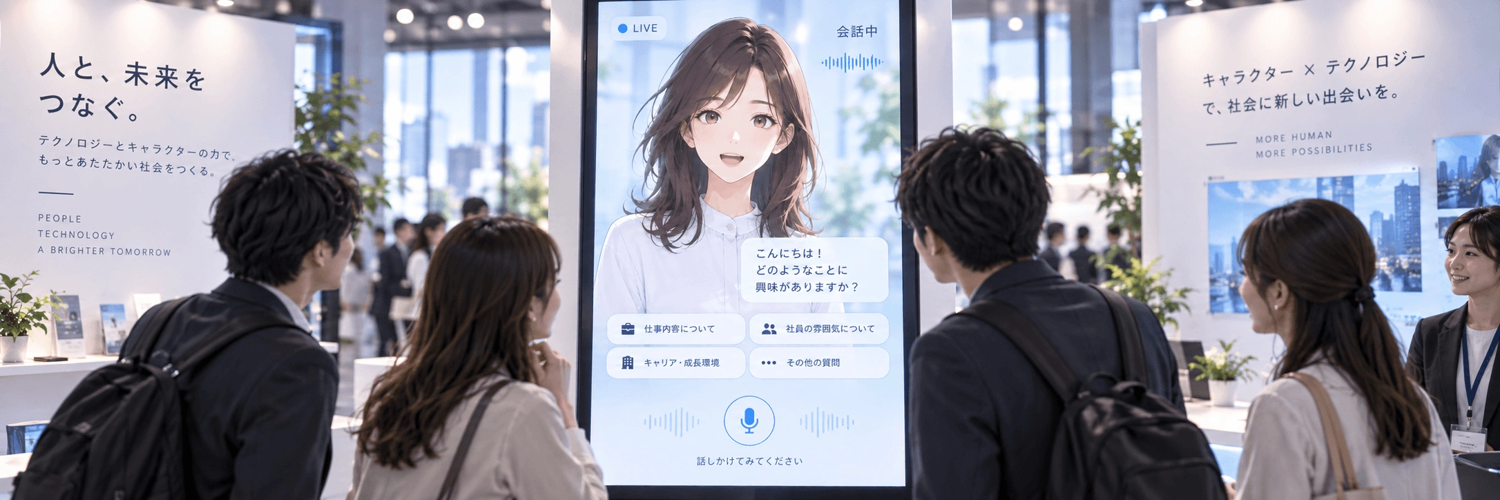 対話型キャラクターを企業イベントで活用する場面