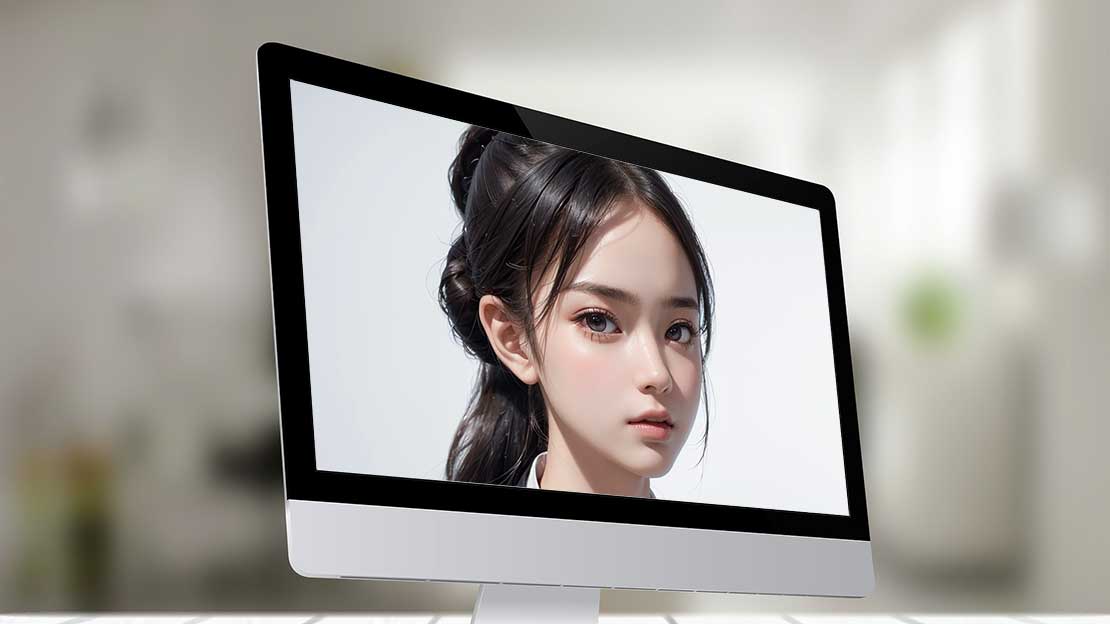 AI受付嬢がディスプレイに表示され、実際に運用されている様子